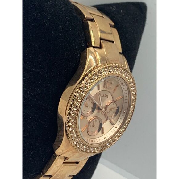 Fossil ES3590 Women Gold Stainless Steel Analog Rose Gold Dial Wrist Watch KL216 - Picture 4 of 11
